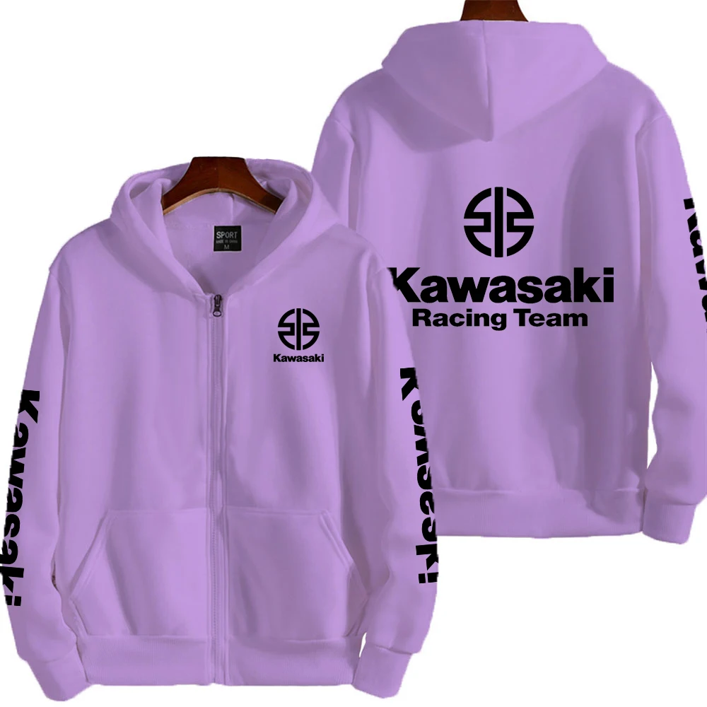 Kawasaki Logo Racing motocicleta equipo hombres Zip Up Sudadera con capucha primavera otoño moda hombre sudadera nuevo deporte mujer chaqueta abrigos - Image 5