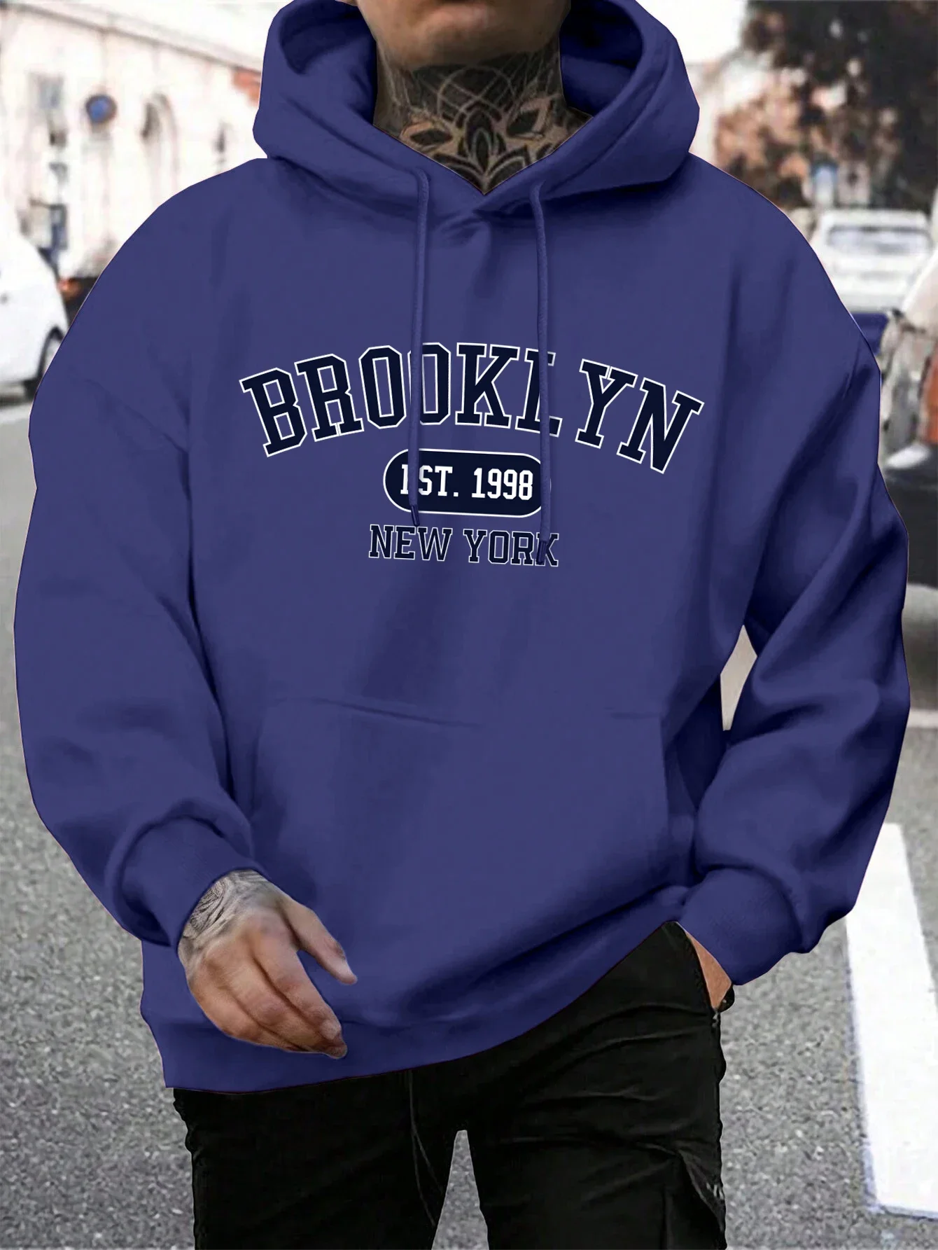 Brooklyn Est 1998 Nueva York impresión hombres sudaderas con capucha Harajuku Sudadera con capucha de cuello redondo moda de gran tamaño con capucha otoño cómodo chándal - Image 4