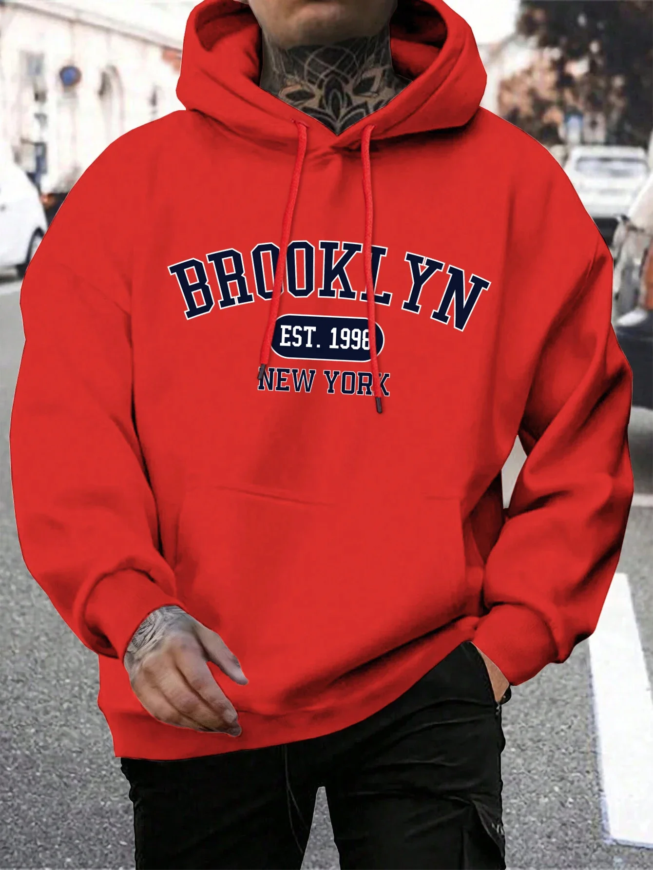 Brooklyn Est 1998 Nueva York impresión hombres sudaderas con capucha Harajuku Sudadera con capucha de cuello redondo moda de gran tamaño con capucha otoño cómodo chándal - Image 11