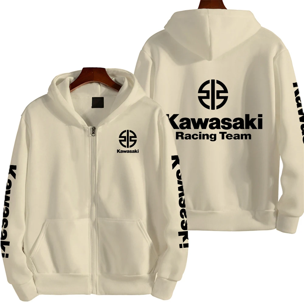 Kawasaki Logo Racing motocicleta equipo hombres Zip Up Sudadera con capucha primavera otoño moda hombre sudadera nuevo deporte mujer chaqueta abrigos - Image 2