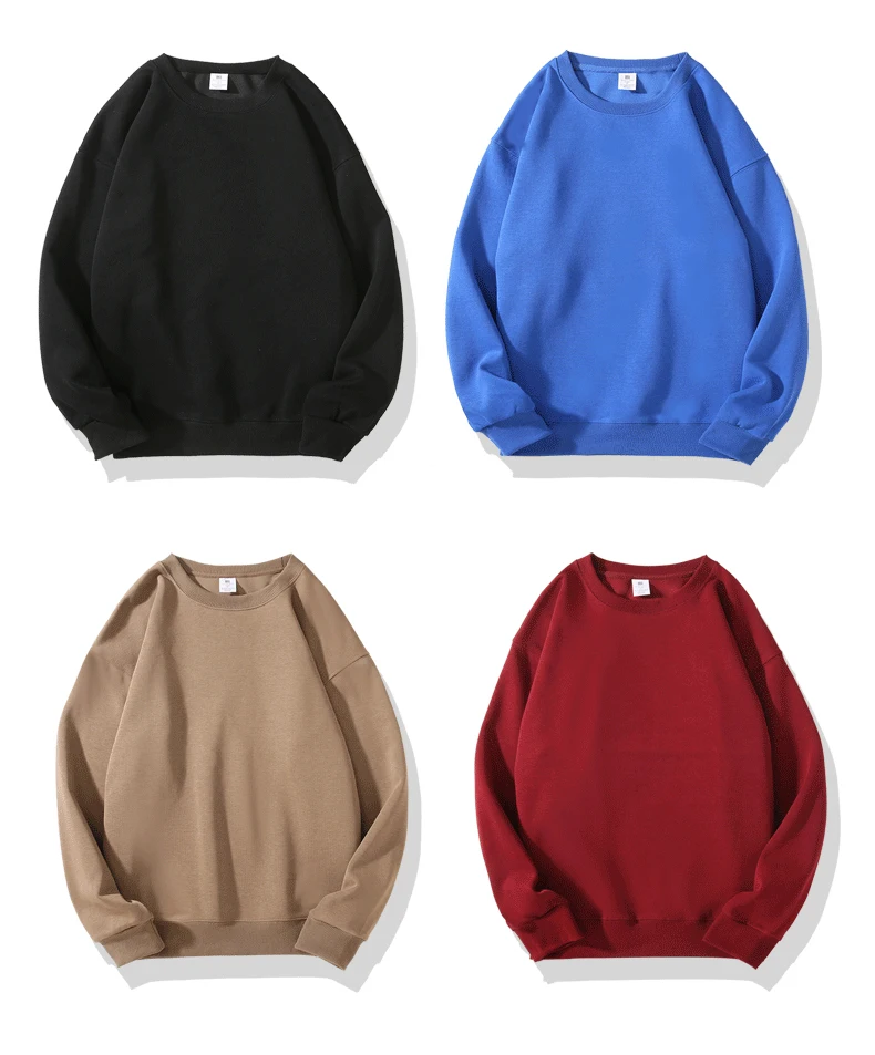 Sudadera holgada para hombre, cuello redondo, color negro, blanco y gris. - Image 9