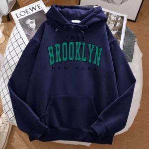 1898 Sudadera con capucha estampada de Brooklyn New York.