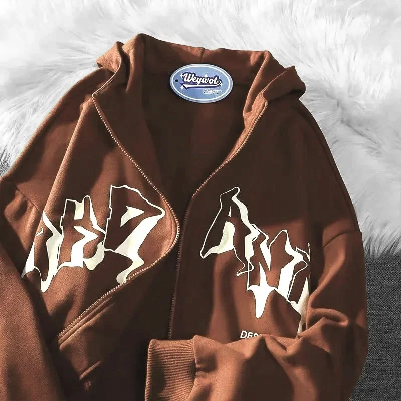 Sudadera con capucha de estilo americano y europeo, con cremallera. - Image 3