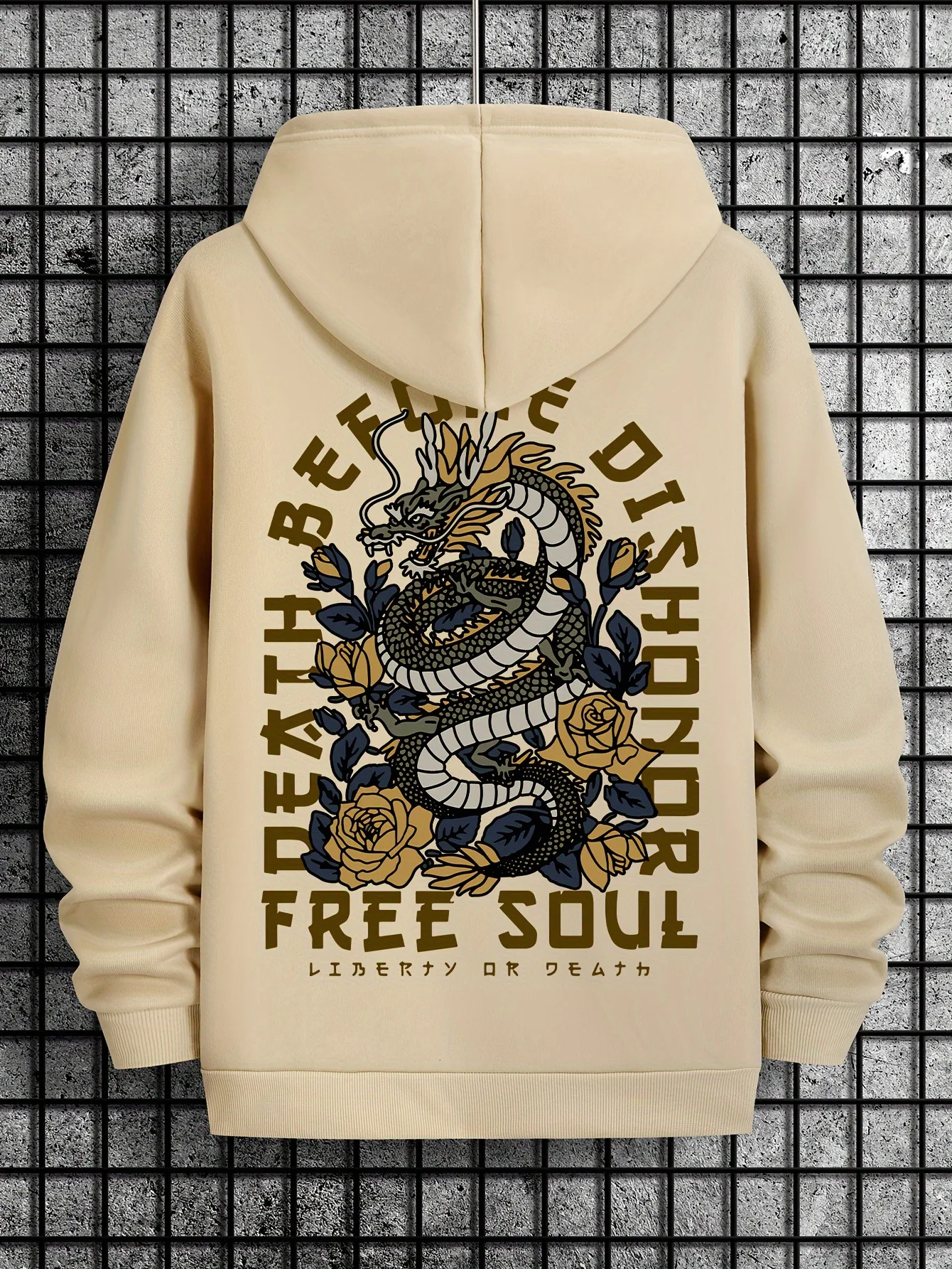 Sudadera con estampado de dragón, informal de manga larga, holgado, con capucha - Image 2