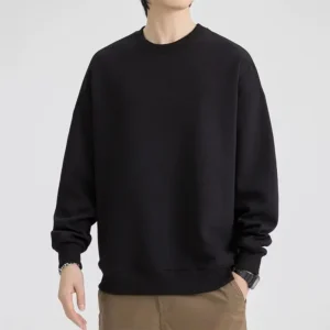 sudadera de cuello redondo para hombre, Top versátil de Color sólido a la moda, Jersey informal holgado camisa para otoño,