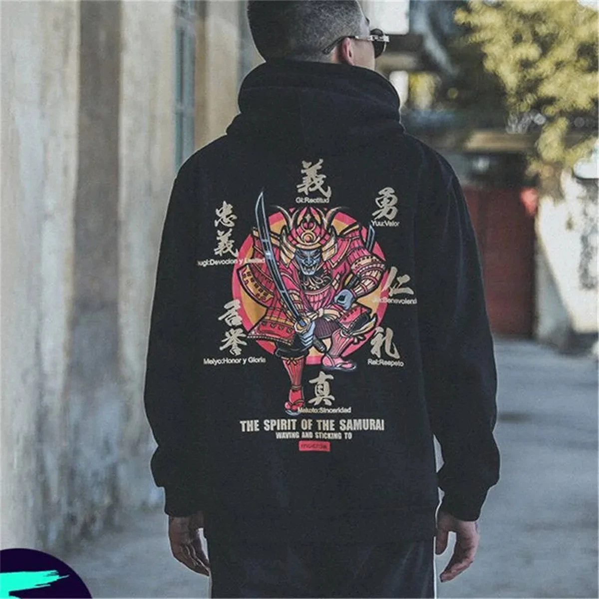 Sudadera con capucha de manga larga a la moda para hombre. con estampado de diablo Retro japonés, holgada de gran tamaño deportiva e informal. - Image 2