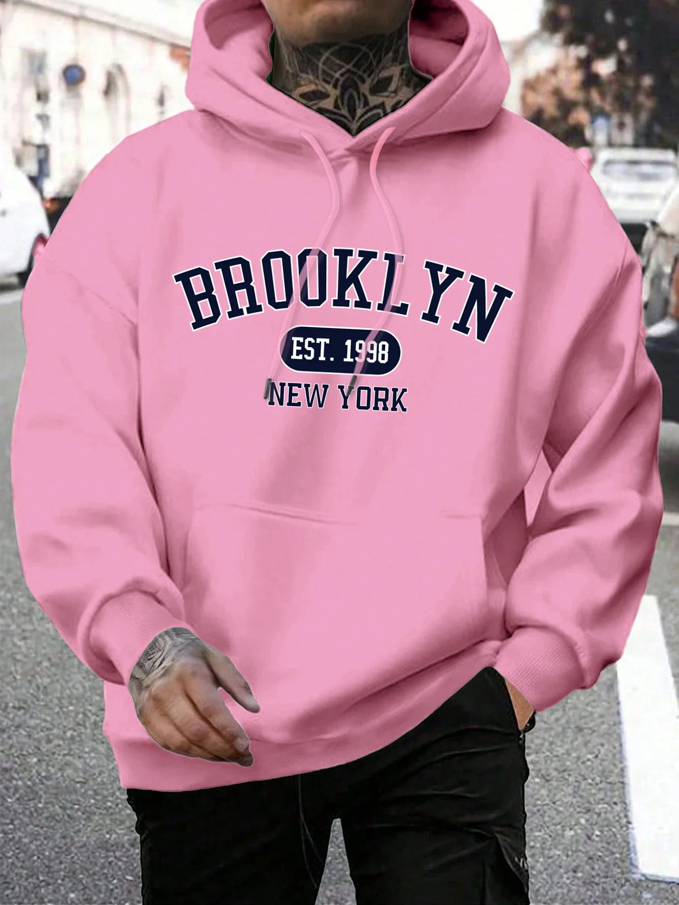 Brooklyn Est 1998 Nueva York impresión hombres sudaderas con capucha Harajuku Sudadera con capucha de cuello redondo moda de gran tamaño con capucha otoño cómodo chándal - Image 10