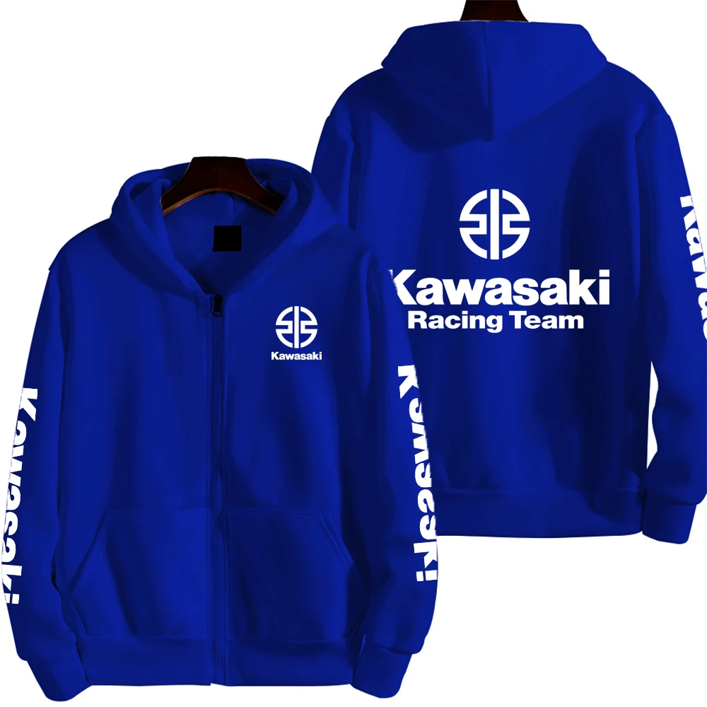 Kawasaki Logo Racing motocicleta equipo hombres Zip Up Sudadera con capucha primavera otoño moda hombre sudadera nuevo deporte mujer chaqueta abrigos - Image 3