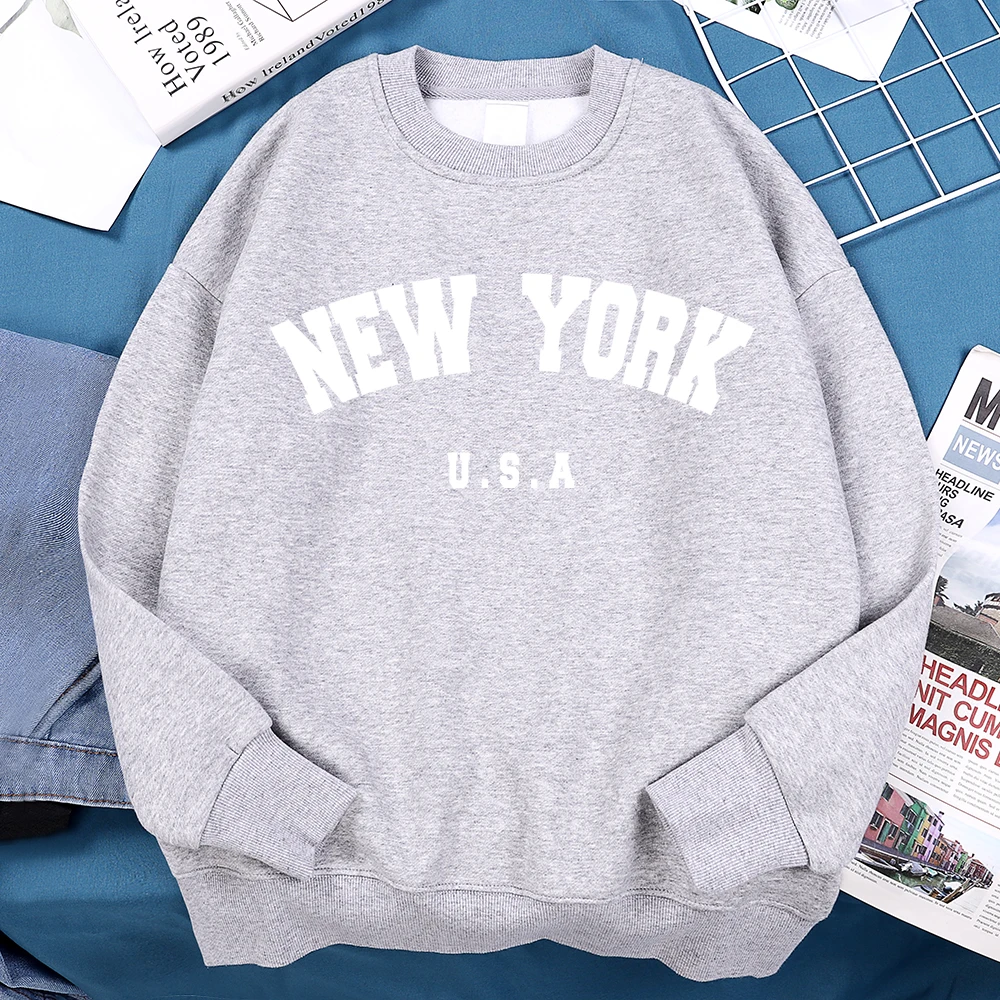 Sudadera informal con estampado de letras de Nueva York y EE. UU., ropa holgada. - Image 3