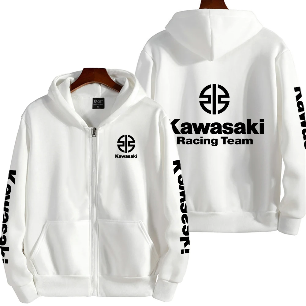Kawasaki Logo Racing motocicleta equipo hombres Zip Up Sudadera con capucha primavera otoño moda hombre sudadera nuevo deporte mujer chaqueta abrigos - Image 4