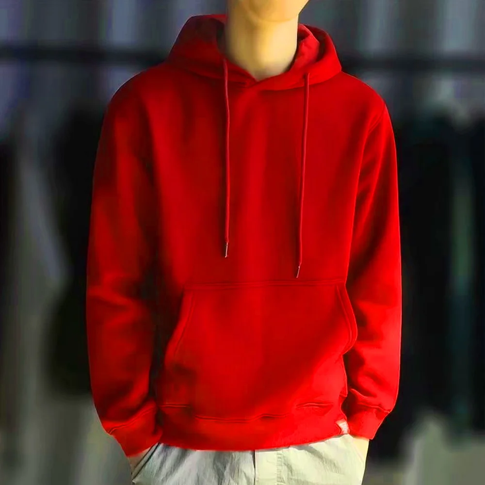 sudaderas con capucha, sudaderas sueltas Color sólido manga larga - Image 6