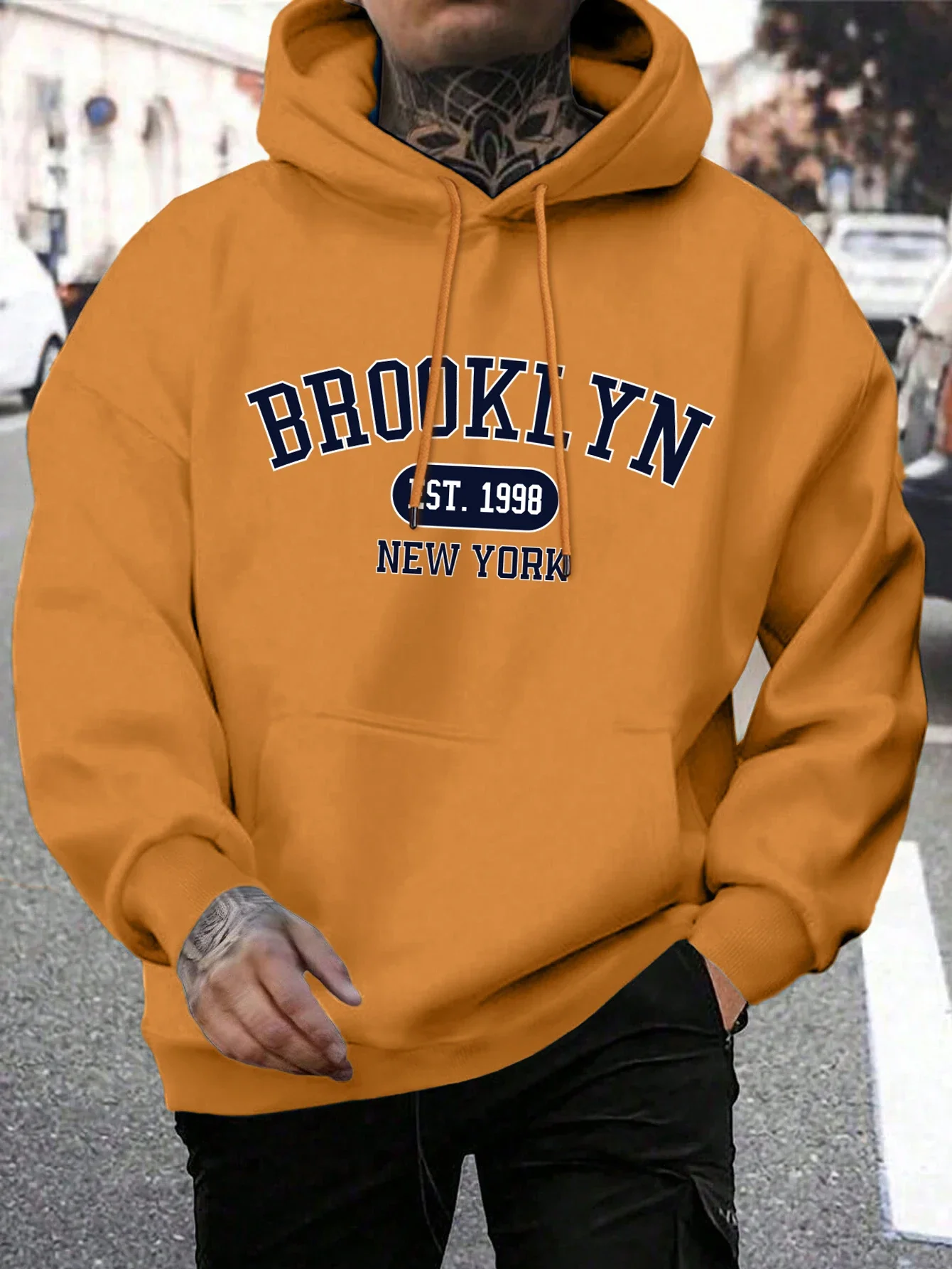 Brooklyn Est 1998 Nueva York impresión hombres sudaderas con capucha Harajuku Sudadera con capucha de cuello redondo moda de gran tamaño con capucha otoño cómodo chándal - Image 8