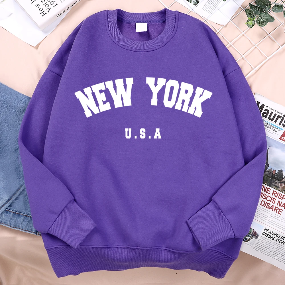 Sudadera informal con estampado de letras de Nueva York y EE. UU., ropa holgada. - Image 2