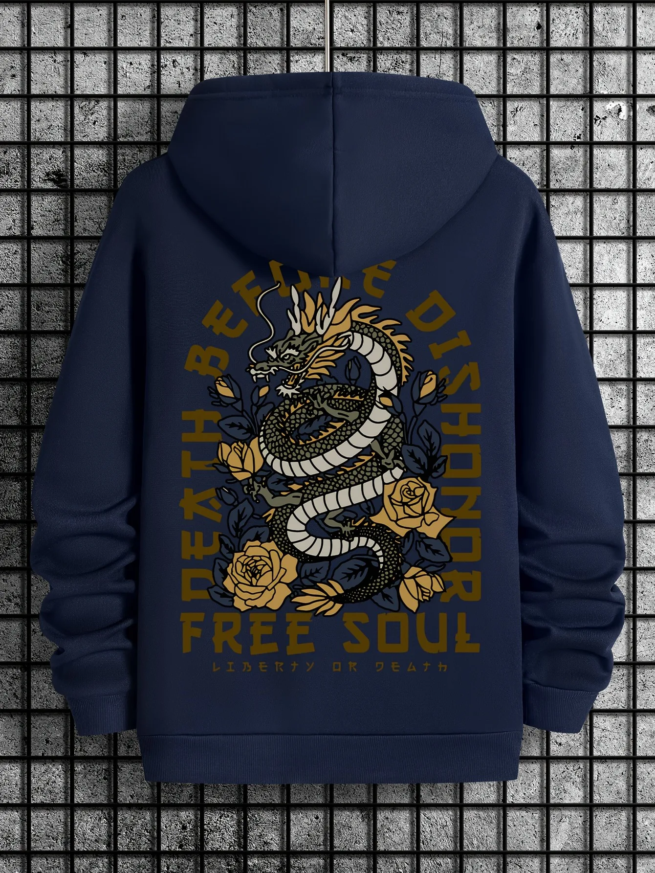 Sudadera con estampado de dragón, informal de manga larga, holgado, con capucha - Image 3