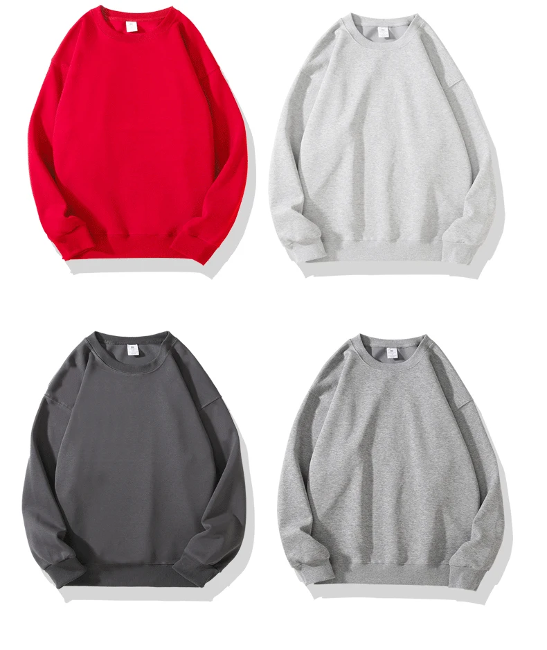 Sudadera holgada para hombre, cuello redondo, color negro, blanco y gris. - Image 8