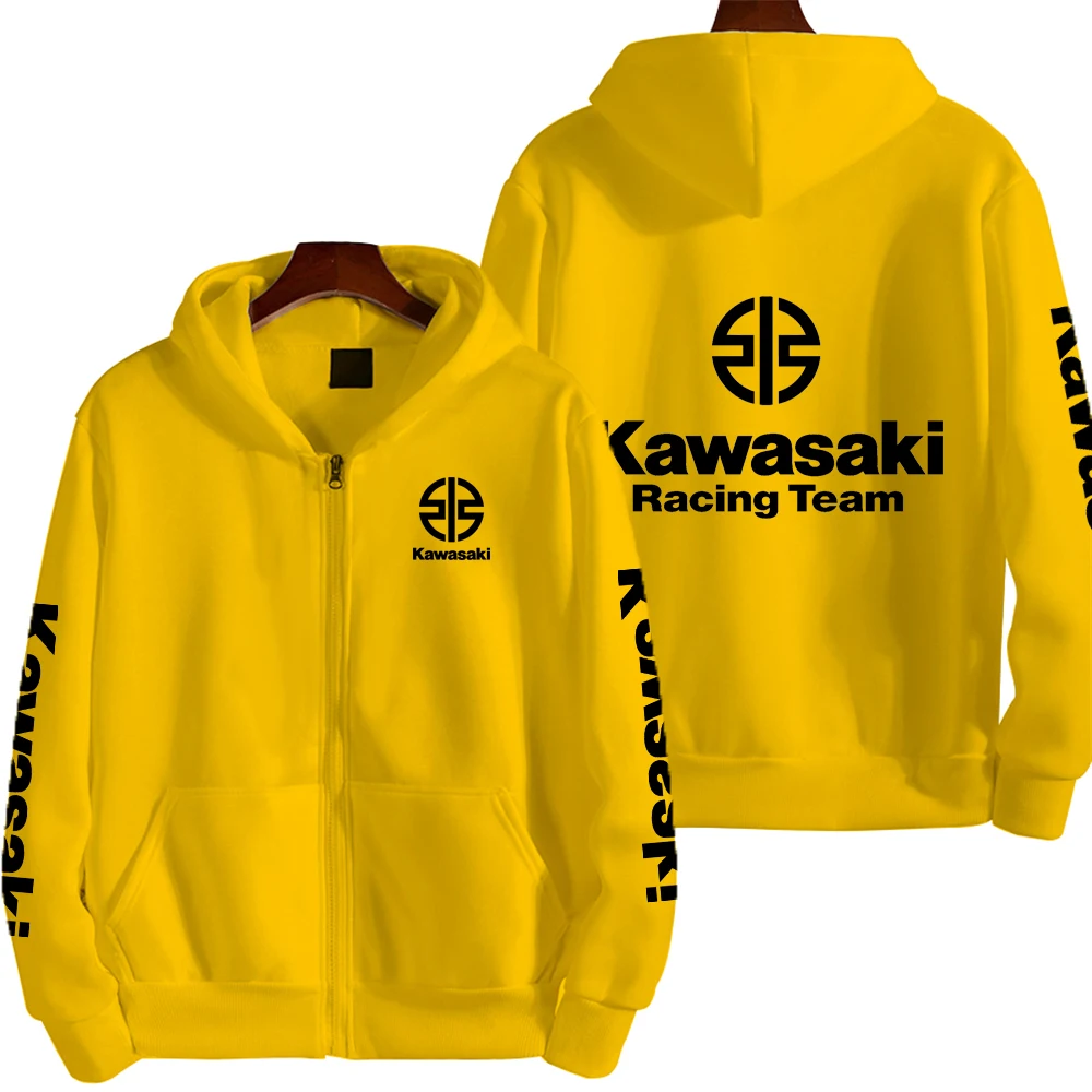 Kawasaki Logo Racing motocicleta equipo hombres Zip Up Sudadera con capucha primavera otoño moda hombre sudadera nuevo deporte mujer chaqueta abrigos - Image 6