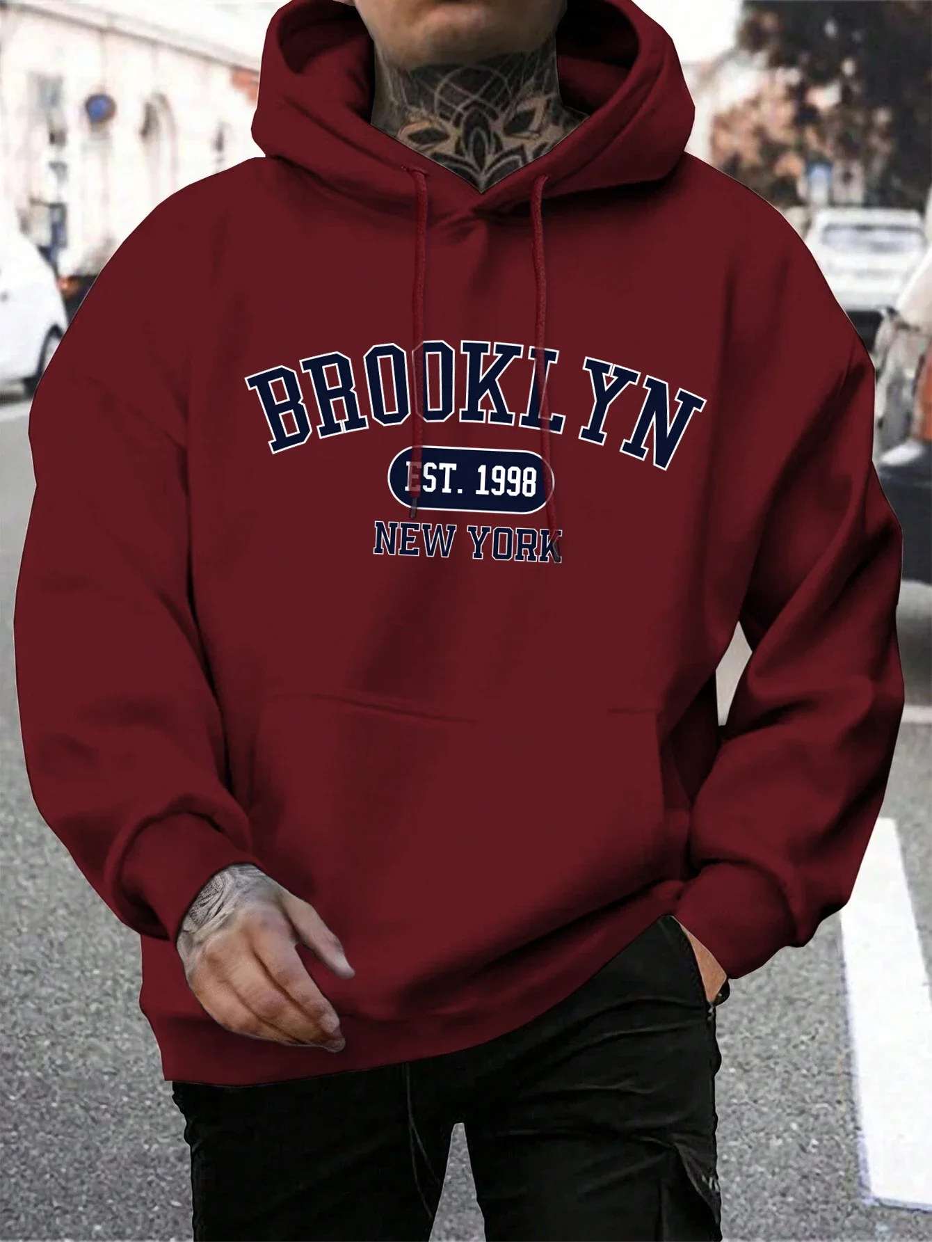 Brooklyn Est 1998 Nueva York impresión hombres sudaderas con capucha Harajuku Sudadera con capucha de cuello redondo moda de gran tamaño con capucha otoño cómodo chándal - Image 15