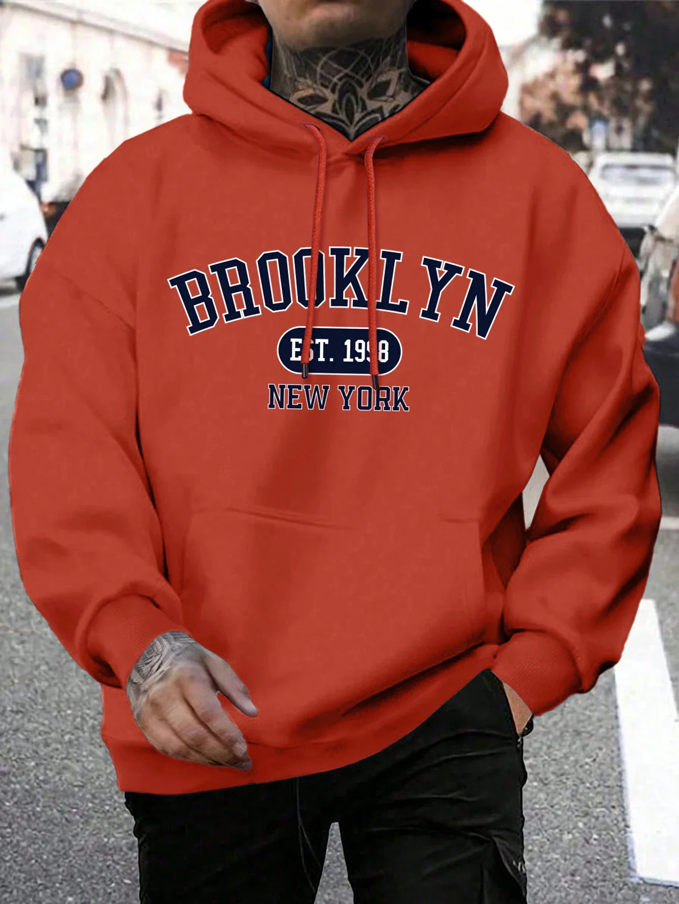 Brooklyn Est 1998 Nueva York impresión hombres sudaderas con capucha Harajuku Sudadera con capucha de cuello redondo moda de gran tamaño con capucha otoño cómodo chándal - Image 7