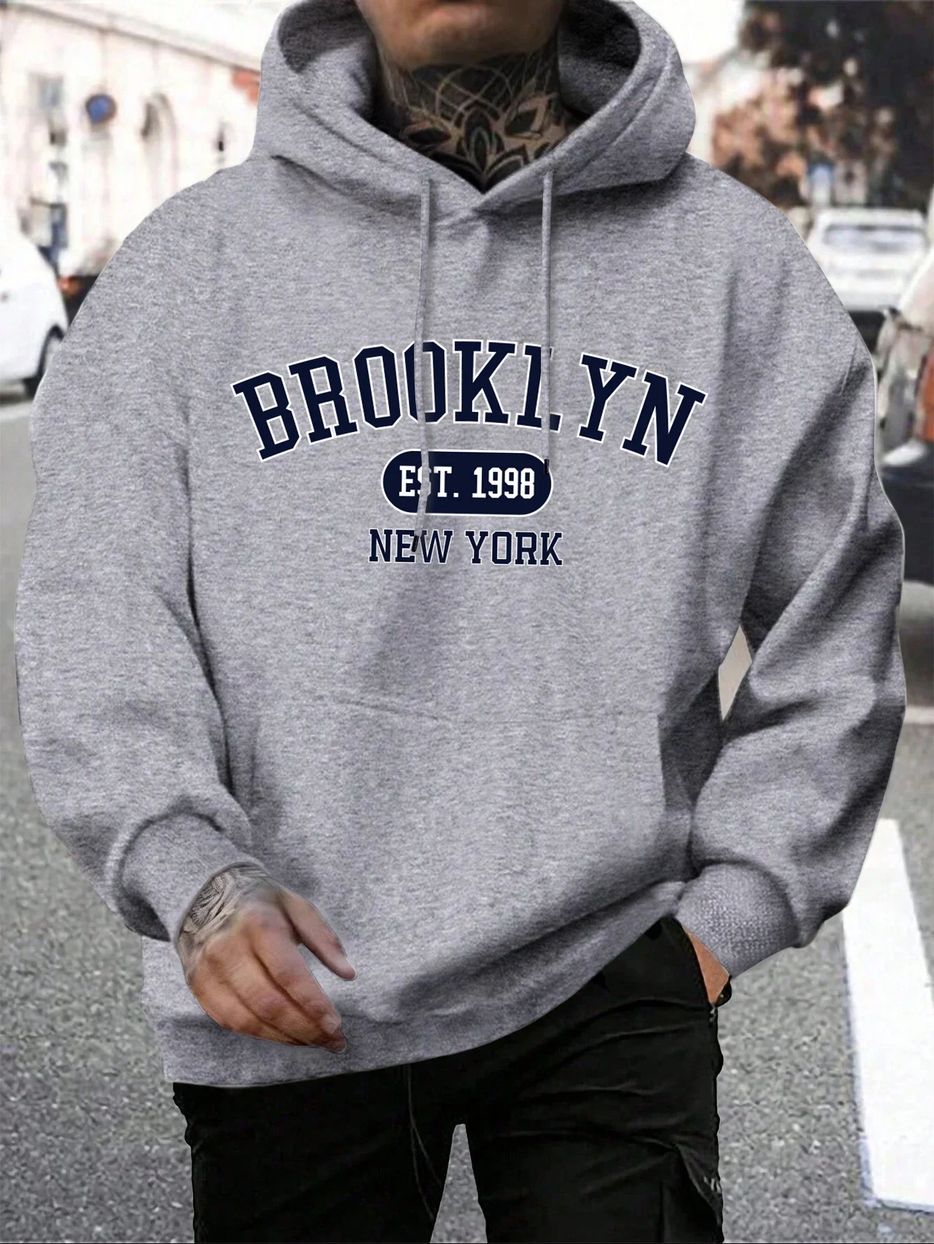 Brooklyn Est 1998 Nueva York impresión hombres sudaderas con capucha Harajuku Sudadera con capucha de cuello redondo moda de gran tamaño con capucha otoño cómodo chándal - Image 3