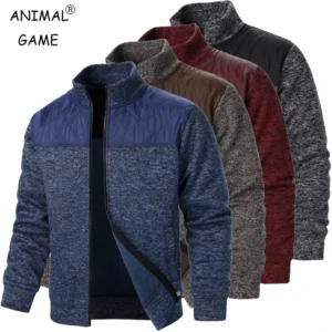 sudaderas con cuello levantado para hombre, cárdigan ajustada.