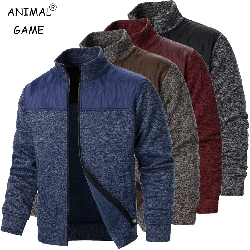 sudaderas con cuello levantado para hombre, cárdigan ajustada.