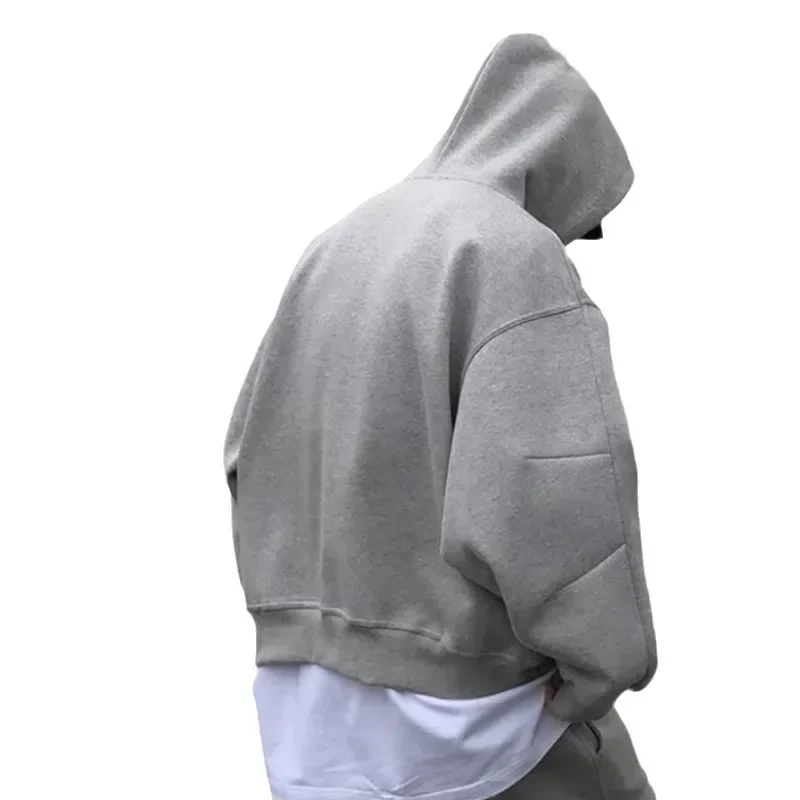 Cárdigan con doble cremallera, recortada, estilo americano, con capucha resistente, informal. - Image 5