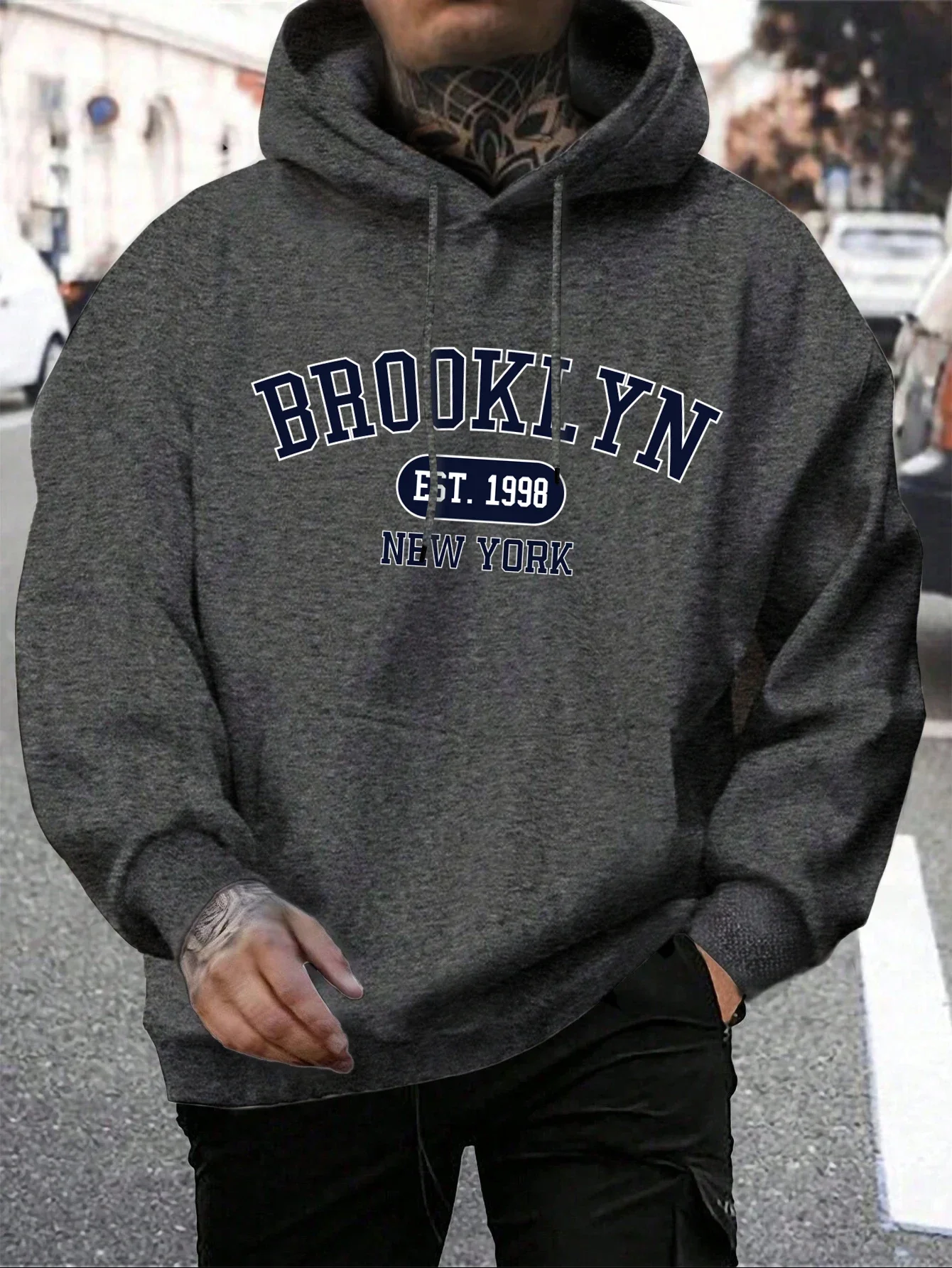 Brooklyn Est 1998 Nueva York impresión hombres sudaderas con capucha Harajuku Sudadera con capucha de cuello redondo moda de gran tamaño con capucha otoño cómodo chándal - Image 16