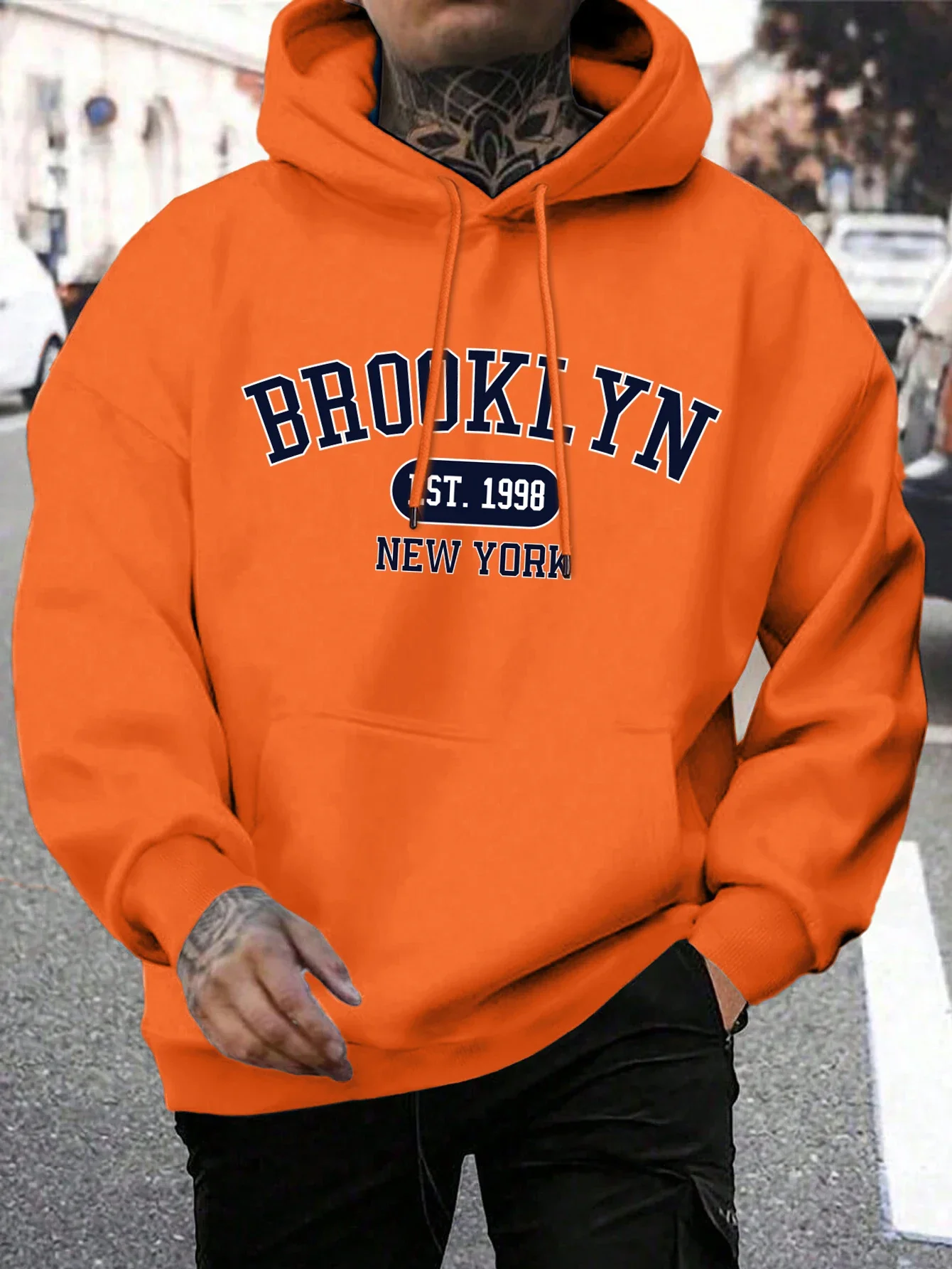 Brooklyn Est 1998 Nueva York impresión hombres sudaderas con capucha Harajuku Sudadera con capucha de cuello redondo moda de gran tamaño con capucha otoño cómodo chándal - Image 9