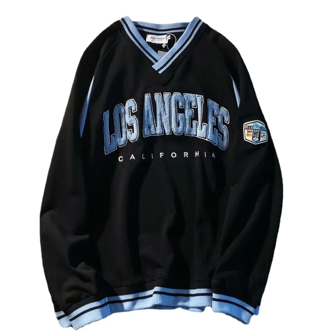 Sudadera con bordado de letras Vintage, holgada. - Image 3