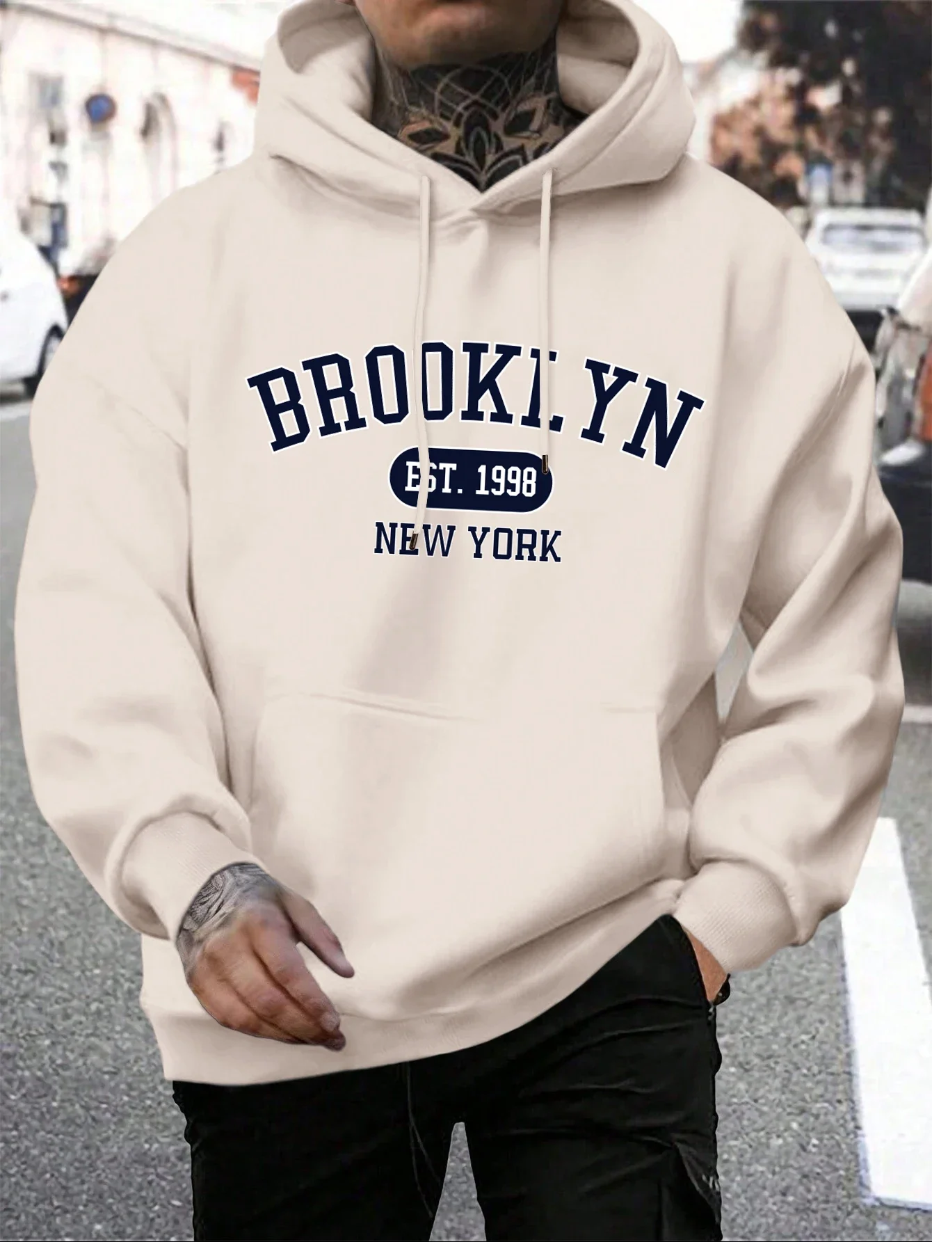 Brooklyn Est 1998 Nueva York impresión hombres sudaderas con capucha Harajuku Sudadera con capucha de cuello redondo moda de gran tamaño con capucha otoño cómodo chándal - Image 14
