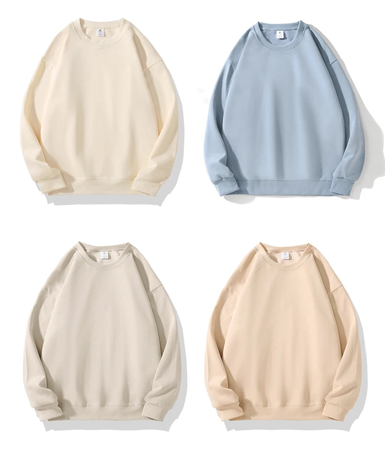 Sudadera holgada para hombre, cuello redondo, color negro, blanco y gris. - Image 7