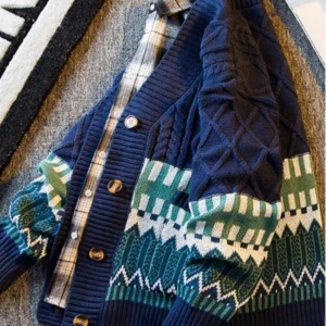 Chaqueta De Abrigo De Punto, Estilo Casual Cuello En V, Manga Larga.