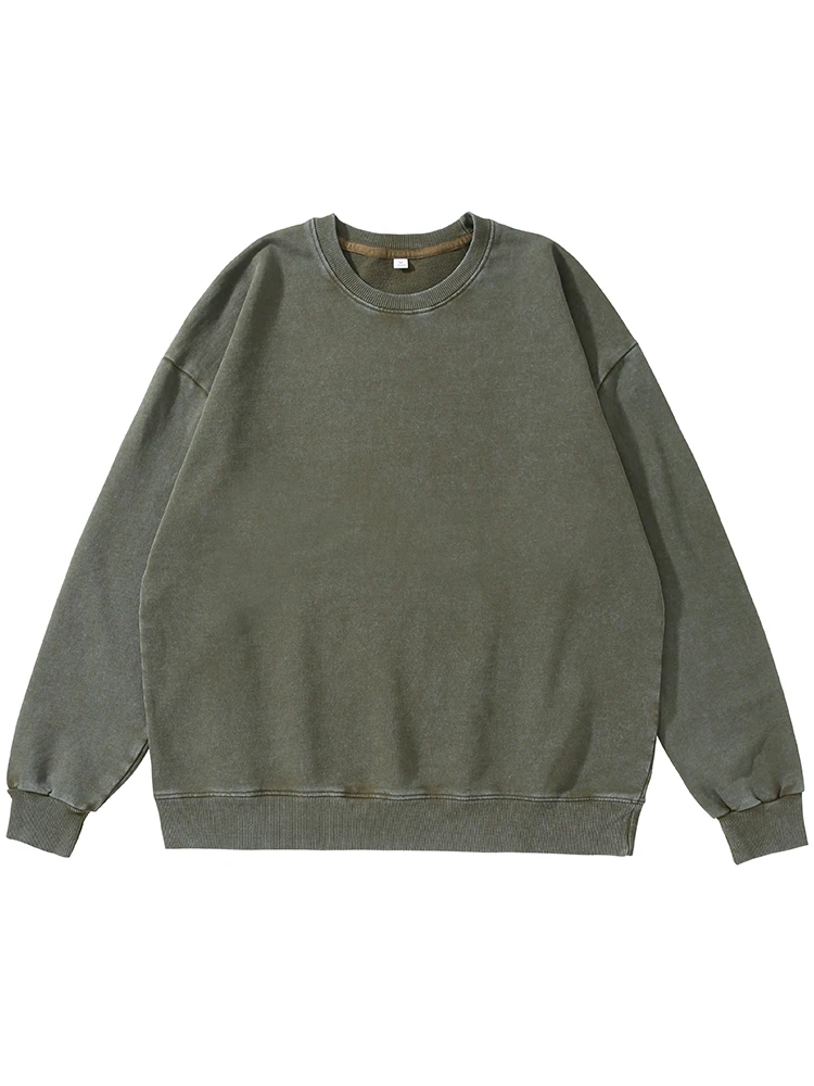 Sudadera de algodón lavado de cuello redondo. - Image 4