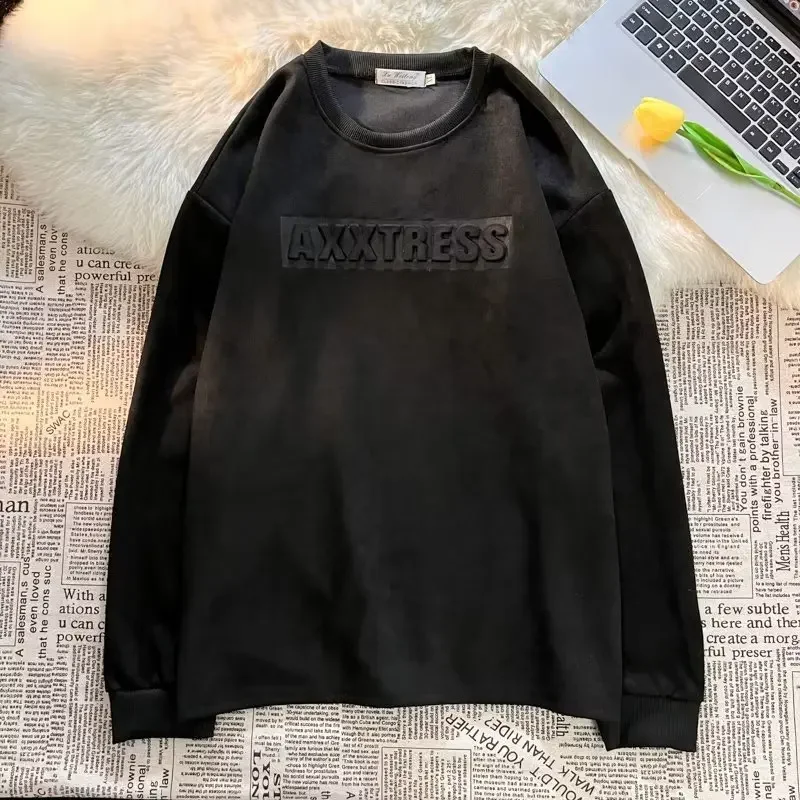 Sudadera con letra cuello redondo de ajuste suelto pulóver. - Image 4