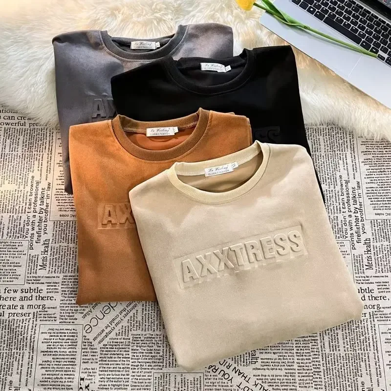 Sudadera con letra cuello redondo de ajuste suelto pulóver.