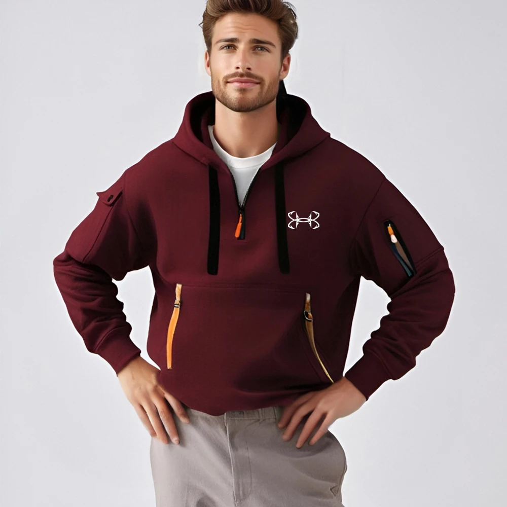 Sudadera con capucha y bolsillo para el brazo con múltiples cremalleras. - Image 2