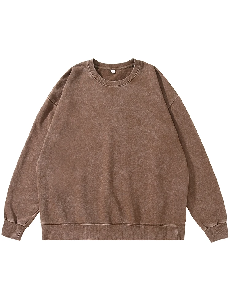 Sudadera de algodón lavado de cuello redondo. - Image 6