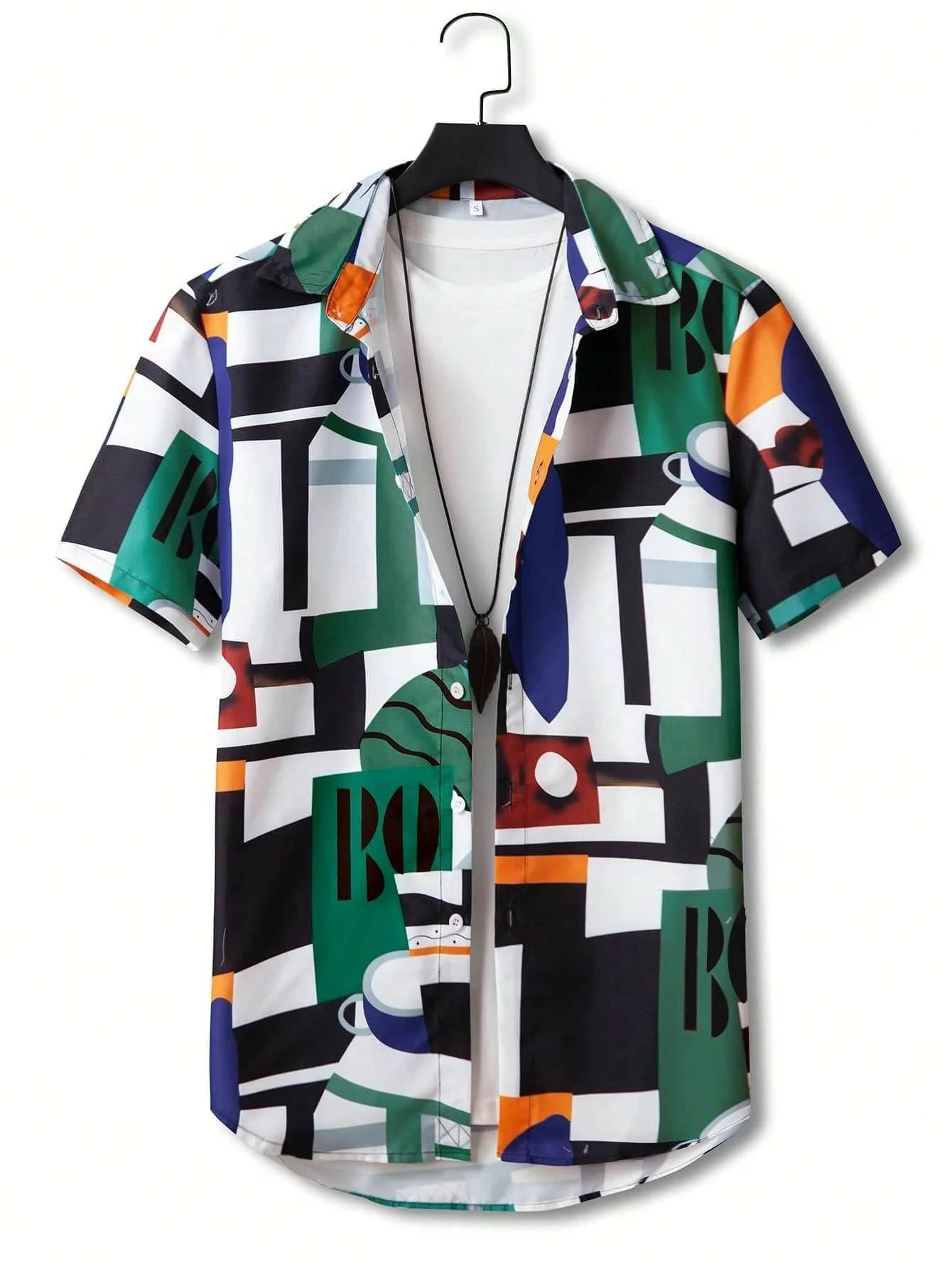 Camisa con estampado Irregular de manga corta. - Image 3