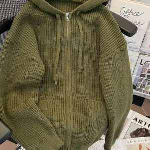 Suéter De Punto Con Capucha, Holgado.