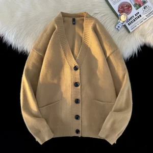 Cárdigan informal versátil con cuello en V, cómoda.