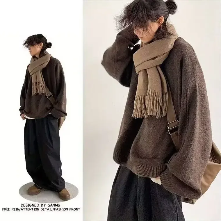 Suéter de punto básico suelto, estilo Casual.