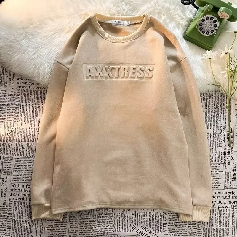 Sudadera con letra cuello redondo de ajuste suelto pulóver. - Image 5