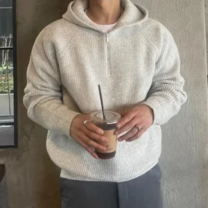 Sudadera con capucha, con medio cierre