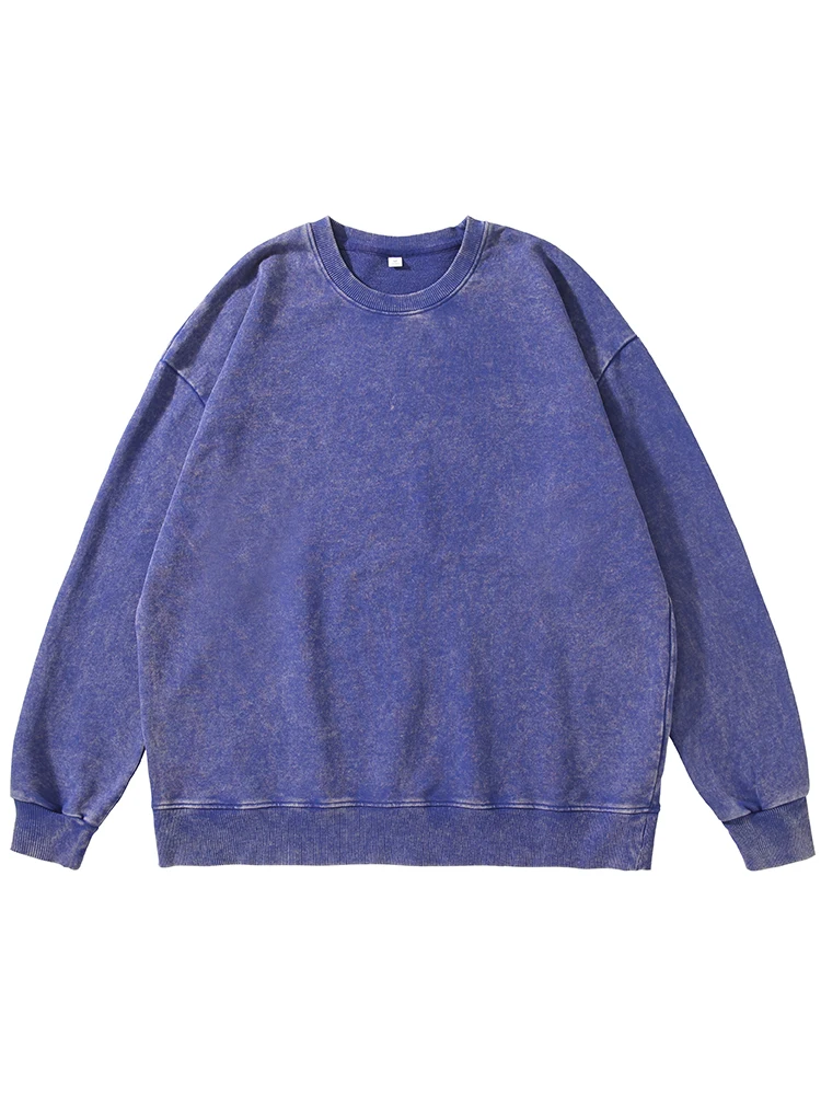 Sudadera de algodón lavado de cuello redondo. - Image 3