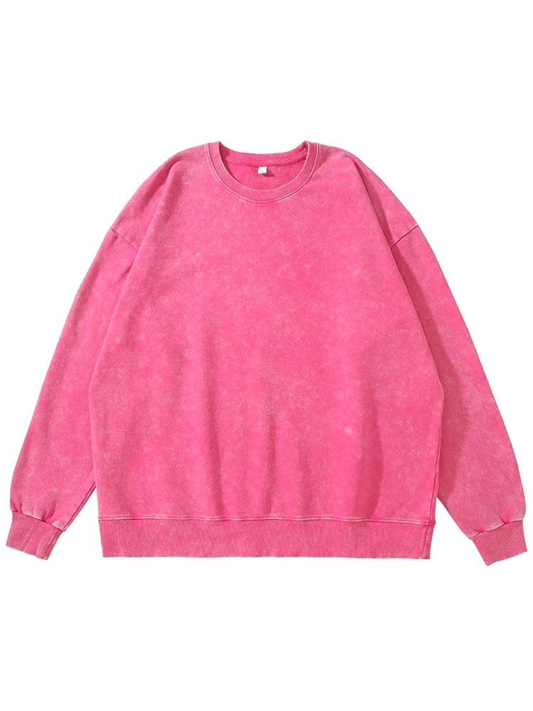 Sudadera de algodón lavado de cuello redondo. - Image 7