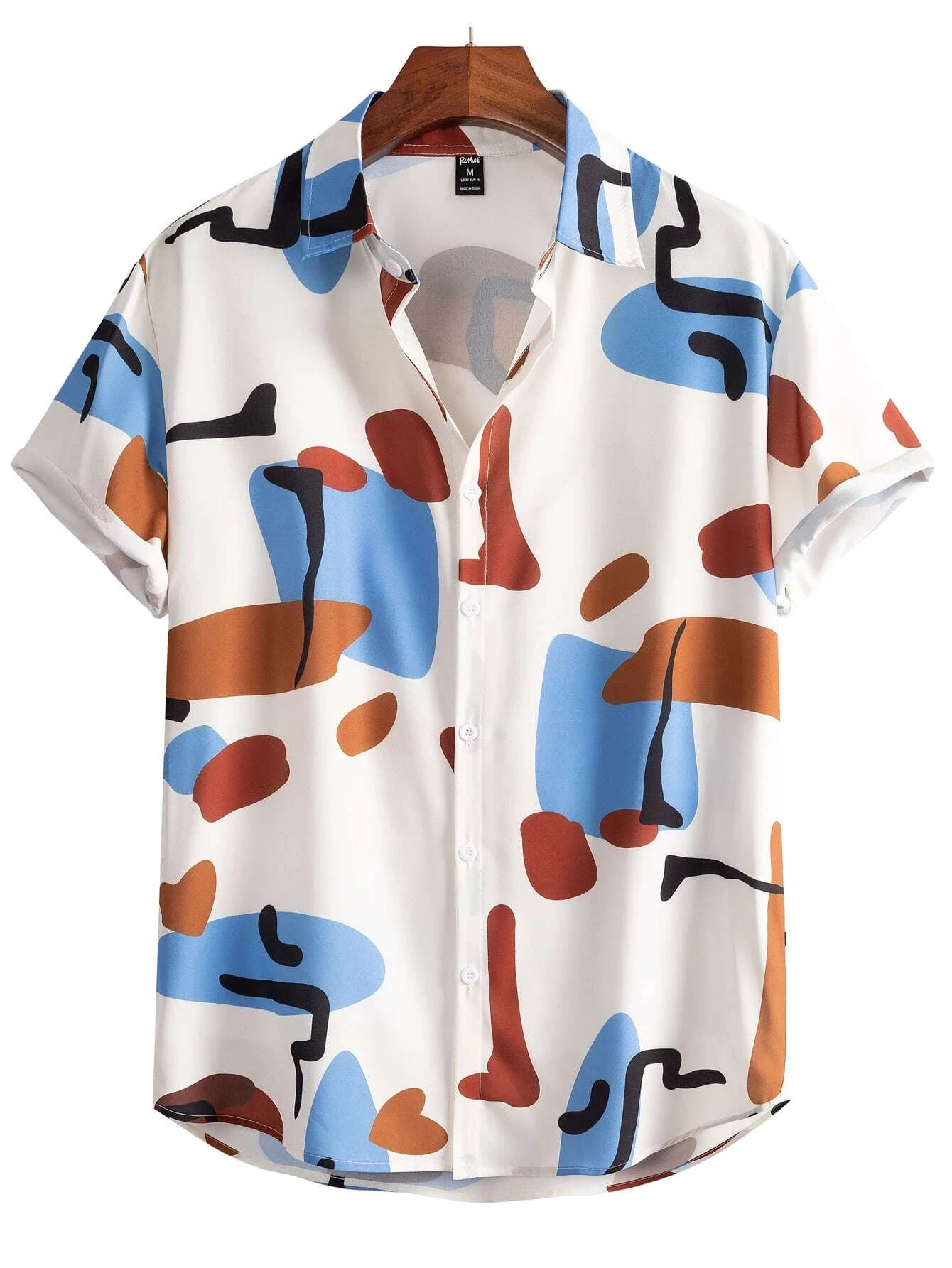 Camisa con estampado Irregular de manga corta. - Image 4