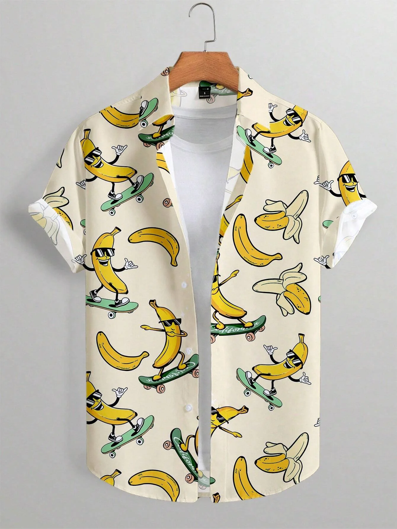 Camisa de solapa manga corta con estampado de animación de plátano. - Image 5