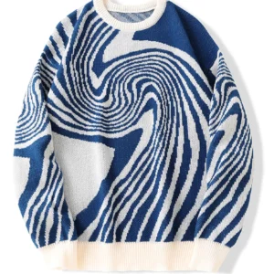 Suéter con patrón Jacquard, informal de cuello redondo con contraste de Color.