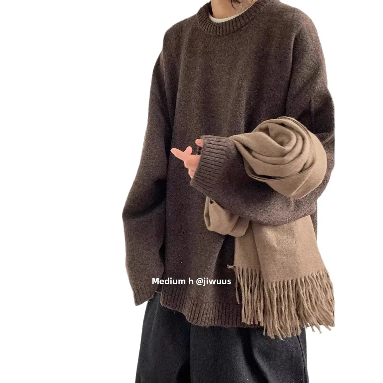 Suéter de punto básico suelto, estilo Casual. - Image 3