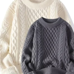 Suéter De Punto Grueso, Cuello Redondo, Three patterns and one shirt.